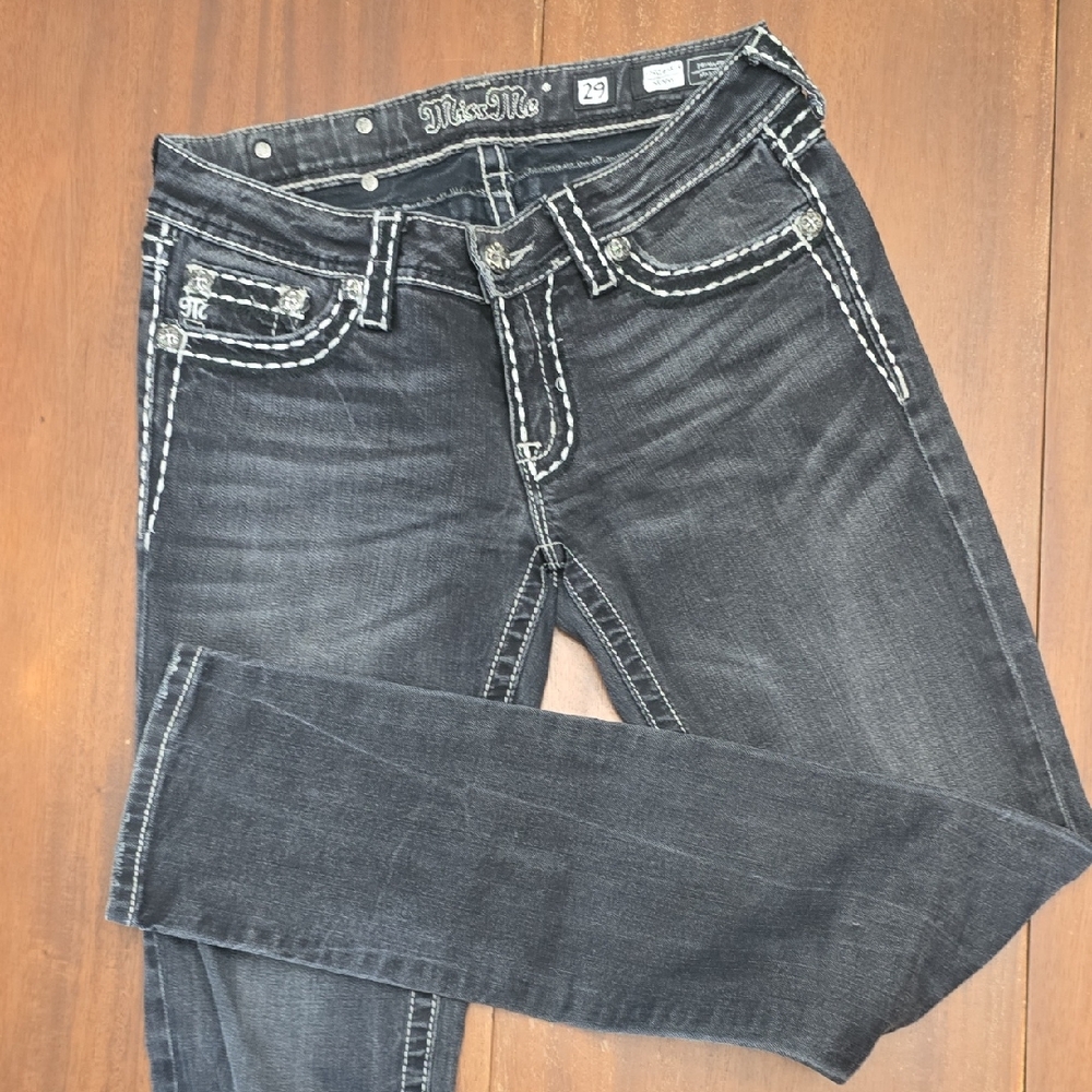 MISS ME Women's 29 X 34 Black Skinny Boot Cut Jeans - Picture 2 of 6